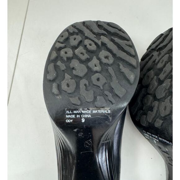 Vtg 90s Y2K lei Size 9 Loafer Heels Shoes Black Platform Leather Chunky - Picture 7 of 11